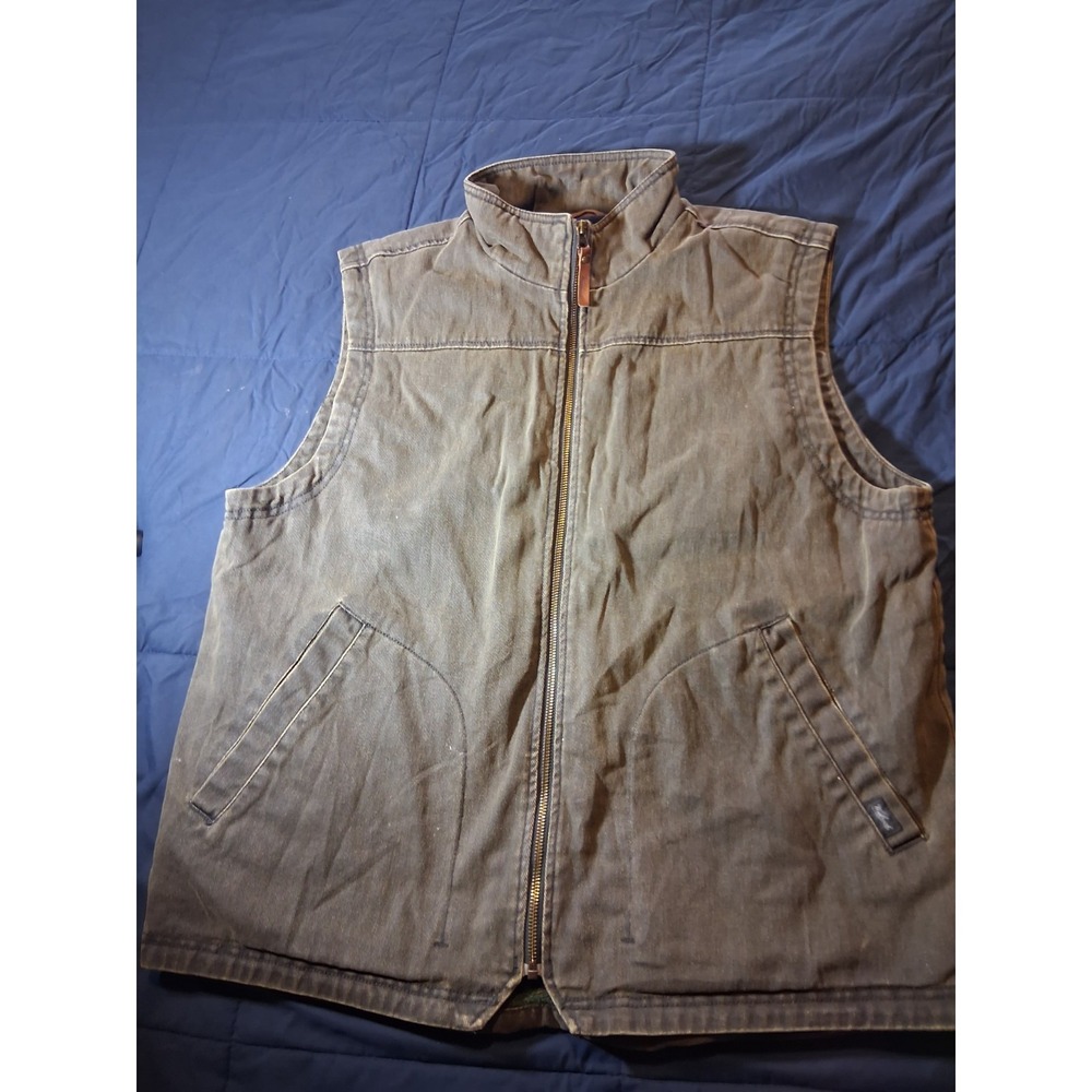 Vintage Woolrich Canvas Vest Brown‎ Aztec Fleece Blanket Lined Heavy Men's Large